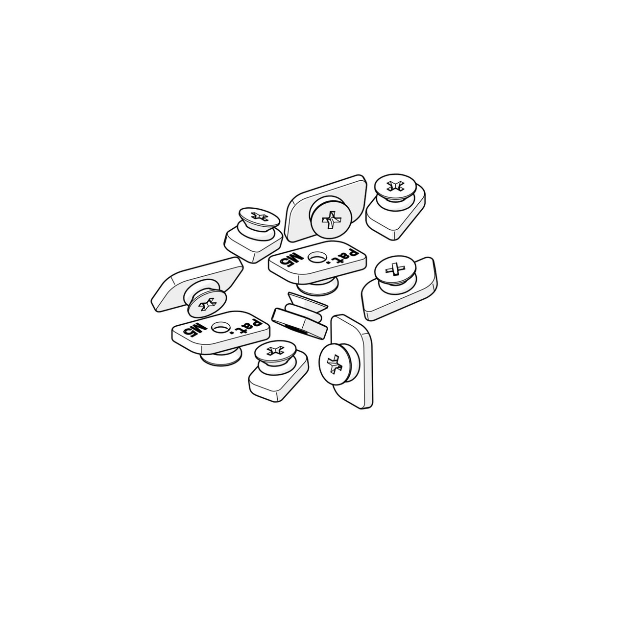 Fitting set for side fixing, 10 pieces (HAWA-Junior 40) rail