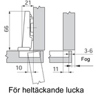 Gångjärn - BLUM, 107° heltäckande