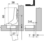 Gångjärn - BLUM, 107° innanförliggande