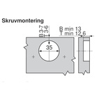 Vinkelgångjärn - BLUM, för heltäckande 45° lucka Standard