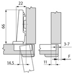 Gångjärn - BLUM, 95° för profildörrar