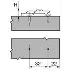 MONTERINGSPLATTA *175H5400 RAK 0 MM EXCENTER HÖJDJUSTERING