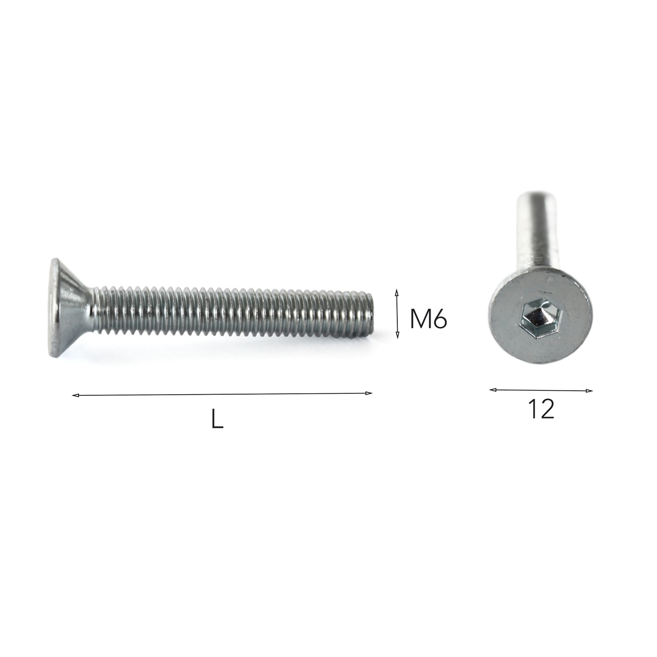 Skruv F6S försänkt med invändig sexkant