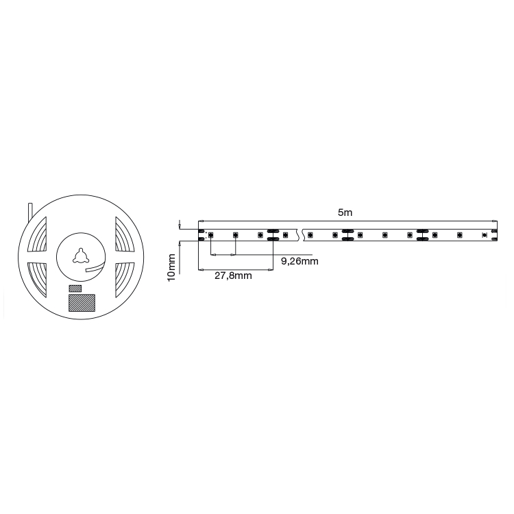 LEDSTRIP 11,8W/M 3000K IP20 5M 12V