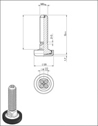 Ställbar fot 6303 M8-gänga