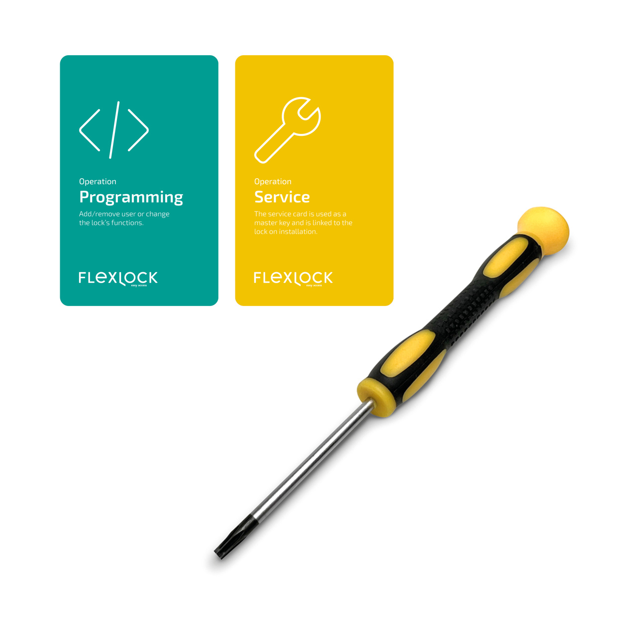 FLEXLOCK STARTKIT - PROGRAMMERING+SERVICE KORT+SKRUVMEJSEL