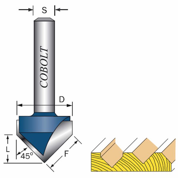 Cobolt - V-spårfräsarr 45°