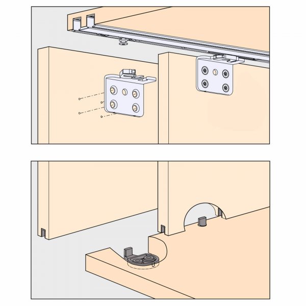 Clipo 16 IS/FS Skjutdörrsbeslag för 2 dörrar