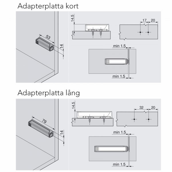 BLUM TIP-ON adapterplatta