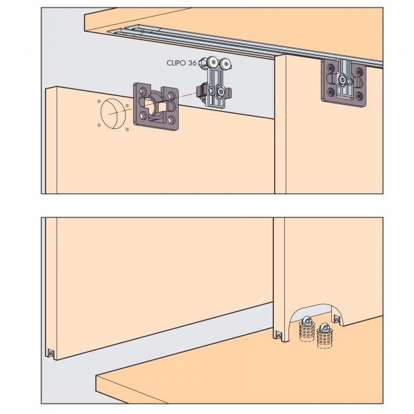 Clipo 36 IS Skjutdörrsbeslag för 2 dörrar