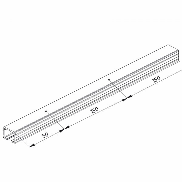 Clipo 26/36 enkel bärskena för trä och glas